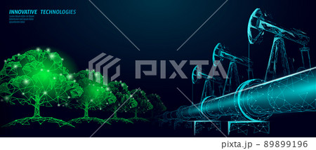 Oil pollution problem concept. Oil gas petroleum environmental disaster pipeline refinery complex. Industry air soil waste toxic solution 3D vector illustration 89899196