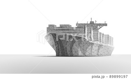 Container ship transportation symbol. 3D low poly sea map industrial technology. Delivery ocean market cargo. International global tank vector illustration 89899197
