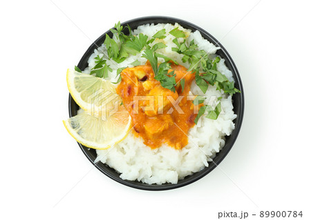 Chicken tikka in bowl isolated on white background 89900784