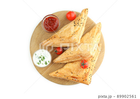 Concept of tasty food with samsa isolated on white background 89902561