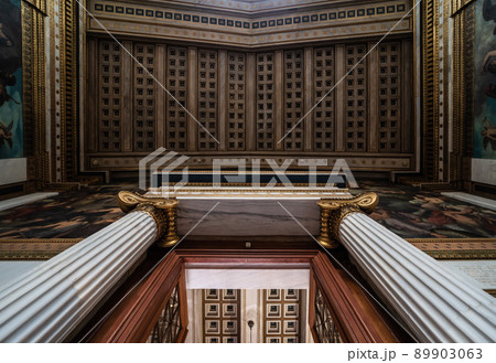 Athens Old Town, Attica - Greece -  Interior of the Greek National Academy in neo classical style with ornaments 89903063