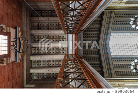 Athens Old Town, Attica - Greece -  Interior of the Greek National Academy in neo classical style with ornaments 89903064