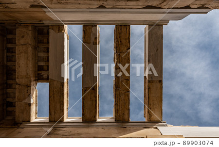 Athens, Attica - Greece - The marble structured roof of the Parthenon - Acropolis Athens, Attica - Greece - The marble structured roof of the Parthenon - Acropolis 89903074
