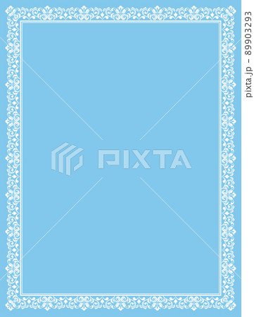 Decorative frame Elegant vector element for design in Eastern style, place for text. Floral blue and white border. Lace illustration for invitations and greeting cards 89903293