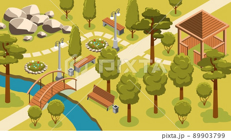 Park Landscape Isometric Composition 89903799