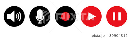 動画のコントロールボタンアイコンセット 89904312