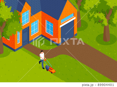 Isometric Lawn Mower Illustration 89904401