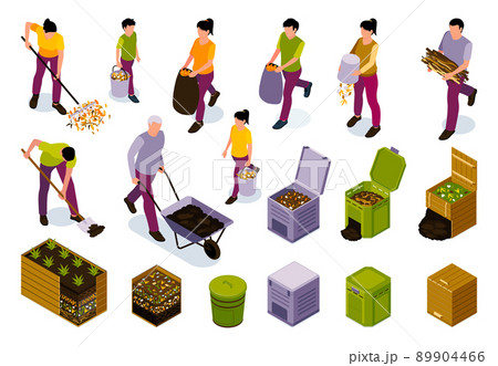 Garden Composting Isometric Color Set Garden Composting Isometric Color Set 89904466