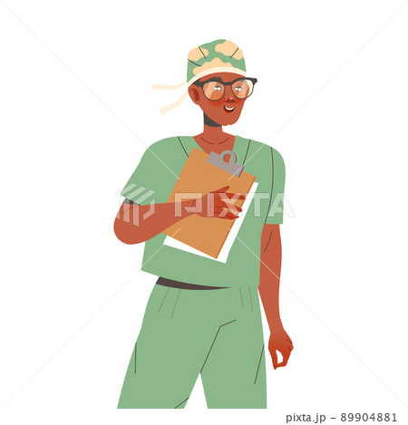 Young Man Doctor in Glasses Carrying Clipboard as Medical Staff Working in Clinic Vector Illustration Young Man Doctor in Glasses Carrying Clipboard as Medical Staff Working in Clinic Vector Illustration 89904881