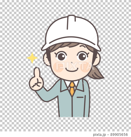 Illustration of a female construction worker pointing Illustration of a female construction worker pointing 89905656