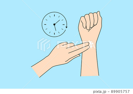 Person check radial pulse on wrist Person check radial pulse on wrist 89905757