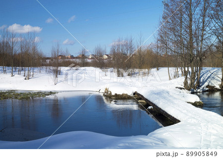 Winter landscape in rural terrain 89905849