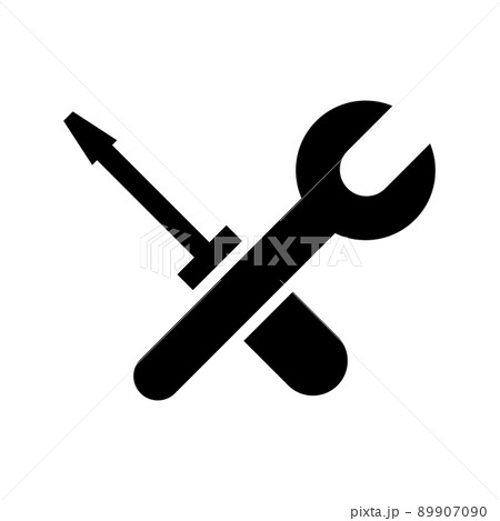 スパナとドライバーのシルエットアイコン スパナとドライバーのシルエットアイコン 89907090