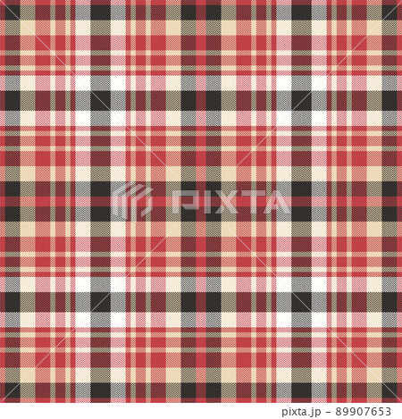 Plaid seamless pattern in red. Check fabric texture. Vector textile print. 89907653