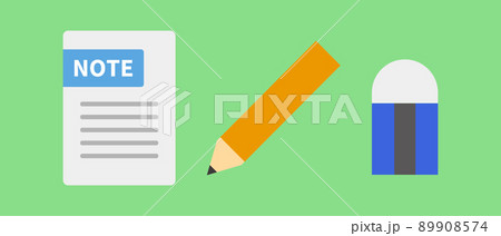 ノートと鉛筆の消しゴムのアイコンセット ノートと鉛筆の消しゴムのアイコンセット 89908574