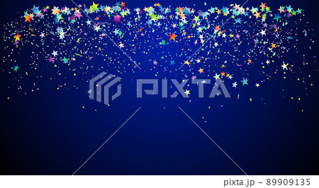 Falling Colorful Confetti On Blue Background 89909135
