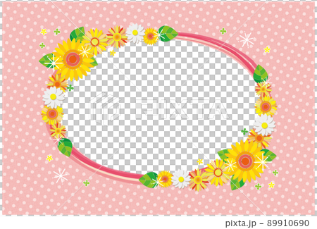 Sunflower flower oval frame photo frame dot pattern pink 89910690