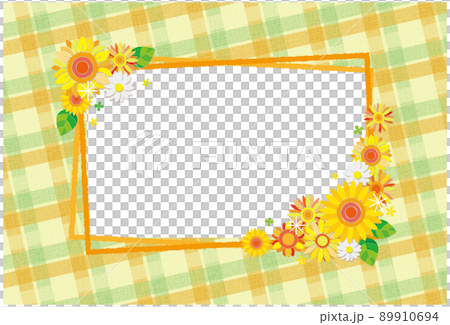 ひまわりの花 フレーム 背景素材 正方形 チェック ひまわりの花 フレーム 背景素材 正方形 チェック 89910694
