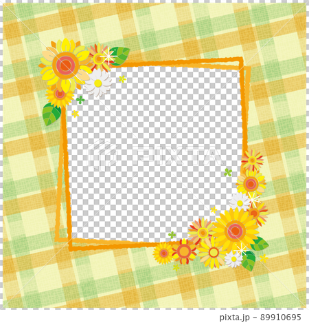 ひまわりの花 フレーム 背景素材 正方形 チェック ひまわりの花 フレーム 背景素材 正方形 チェック 89910695