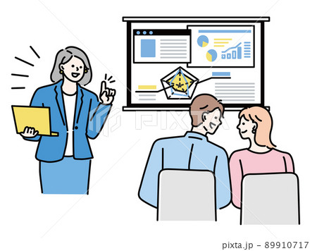 ビジネス イラスト(男女、見積、上司、先輩、相談、調査、アンケート、営業、リーダー、契約、プラン) 89910717