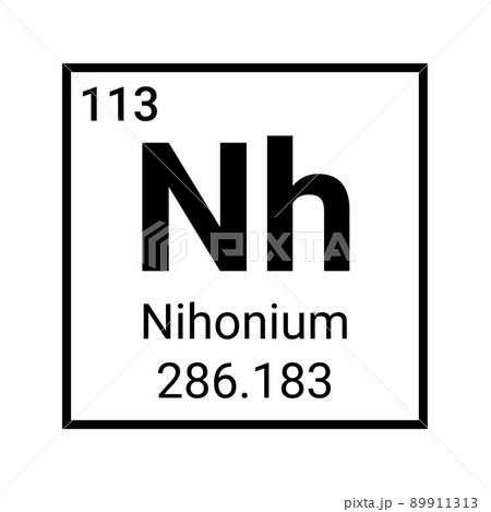 Nihonium periodic table element. Science atomic symbol icon 89911313
