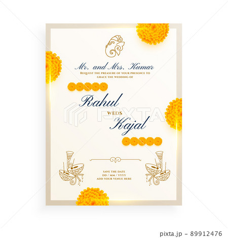 marigold flower indian wedding card design marigold flower indian wedding card design 89912476