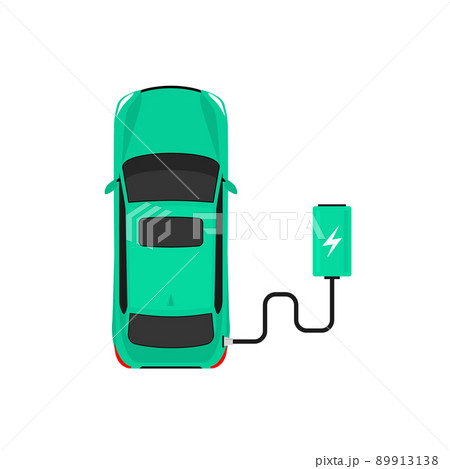 Electric car charger top view. Battery car hybrid recharge vector icon Electric car charger top view. Battery car hybrid recharge vector icon 89913138