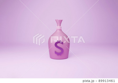 Money bag with dollar cash icon minimal for background, Business, financial, money saving concept. 3d render illustration. Money bag with dollar cash icon minimal for background, Business, financial, money saving concept. 3d render illustration. 89913461