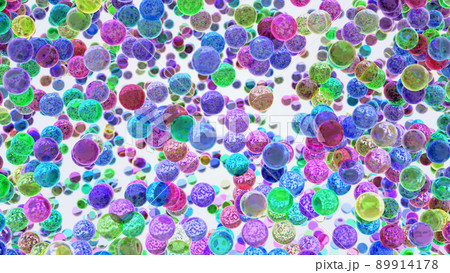 CGクリスタルボール　多数のカラフルなガラス玉　一面 89914178