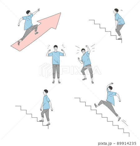 駆け上がる男性のセット 89914235