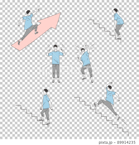 駆け上がる男性のセット 89914235