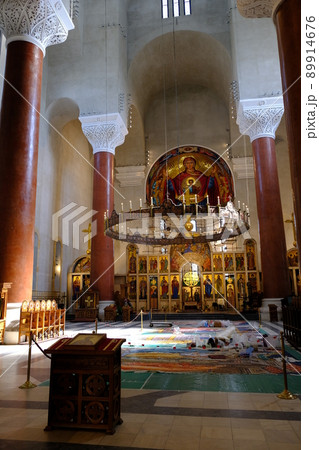 Interior of the St. Mark Church, Serbian Orthodox church in Belgrade, Serbia 89914676