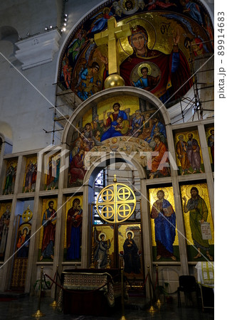 Interior of the St. Mark Church, Serbian Orthodox church in Belgrade, Serbia 89914683