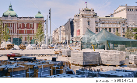 Reconstruction of the Republic Square in Belgrade, the capital of Serbia 89914713