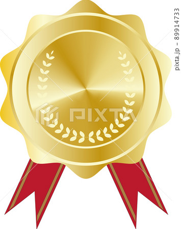 金のメダル　月桂冠とリボンつき 89914733