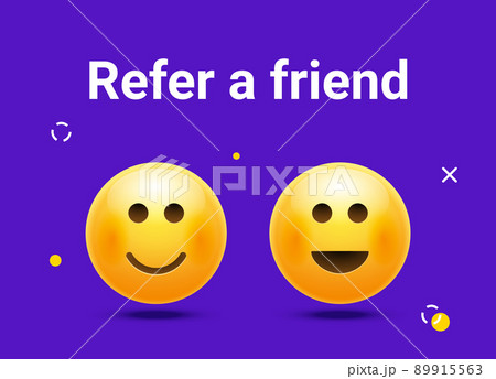 Refer friend emoji referral icon 3d vector illustration background. Refer friend emoji concept Refer friend emoji referral icon 3d vector illustration background. Refer friend emoji concept 89915563