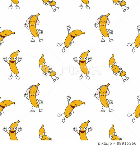 Seamless endless pattern with fun bananas. The cover of the book. Tailoring of children's clothing from textiles. Material for packaging paper. 89915566