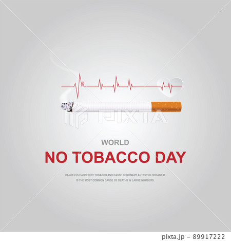 Heart bit line and cigarette. World No Tobacco Day. Creative design idea for poster, banner, website. vector illustrator 89917222