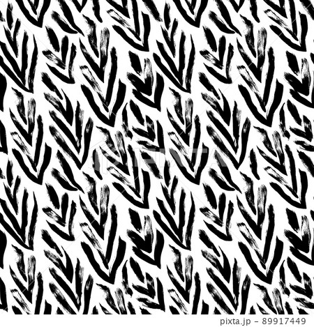 Vector grunge ornament with bold black leaves. 89917449