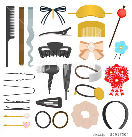 ヘアアクセサリーのイラストセット 89917504