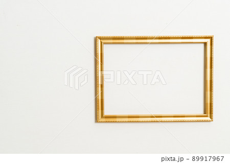 empty picture frame on white wall background empty picture frame on white wall background 89917967