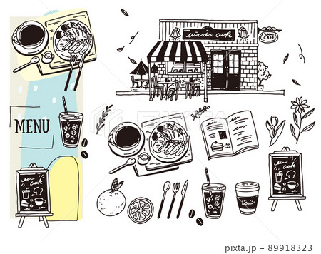 白黒、モノトーン、線画のイラスト(手書き、オシャレ、雑誌、ファッション、可愛い、カフェ、コーヒー) 白黒、モノトーン、線画のイラスト(手書き、オシャレ、雑誌、ファッション、可愛い、カフェ、コーヒー) 89918323