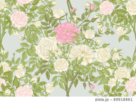 Roses flowers on branches. Millefleurs trendy floral design 89918861