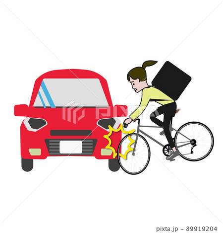 自転車と車の衝突事故のポップな線画のベクターイラスト 自転車と車の衝突事故のポップな線画のベクターイラスト 89919204