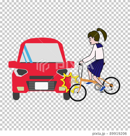 Vector illustration of a pop line drawing of a bicycle-car collision Vector illustration of a pop line drawing of a bicycle-car collision 89919206