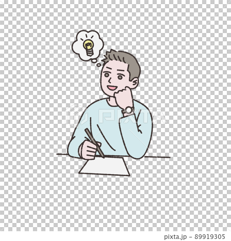 勉強中に閃く人イラスト素材 89919305