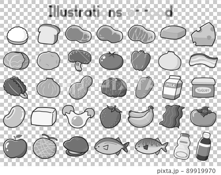 Food illustration set (black and white) 89919970