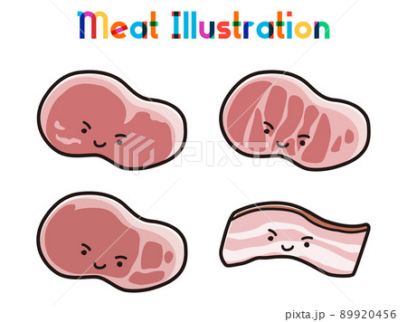 シンプルなかわいい肉のキャラクターイラストセットのイラスト素材 9456 シンプルなかわいい肉のキャラクターイラストセットのイラスト素材 9456