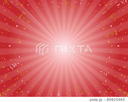 紙吹雪×集中線×ドットの赤色背景（横向き） 89920464