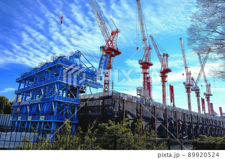 東京都練馬区　城北中央公園調節池工事（一期）現場　日本最大級の大型ケーソン2函同時沈下工事 89920524